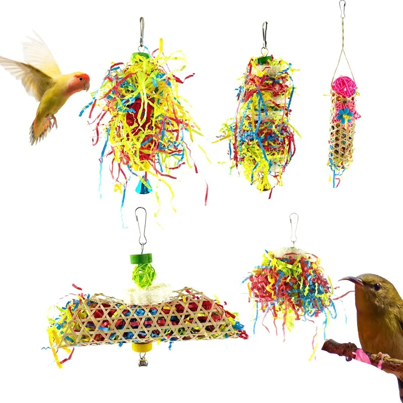 bird swing chewing toys parrot hammock bell toys cage toy bird perch with wood beads hanging for small parakeets cockatiels