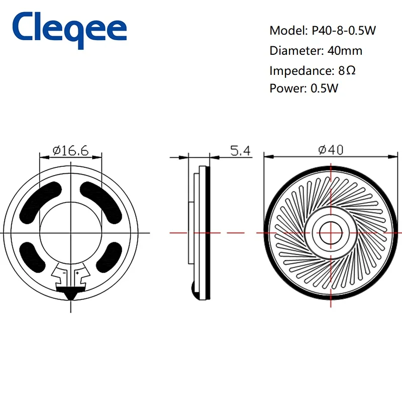 Wholesale Horn 40mm 8 ohm 0.5W Metal Frame Shell Waterproof Bt Round Raw Speaker for Two Way Radio Learning machine