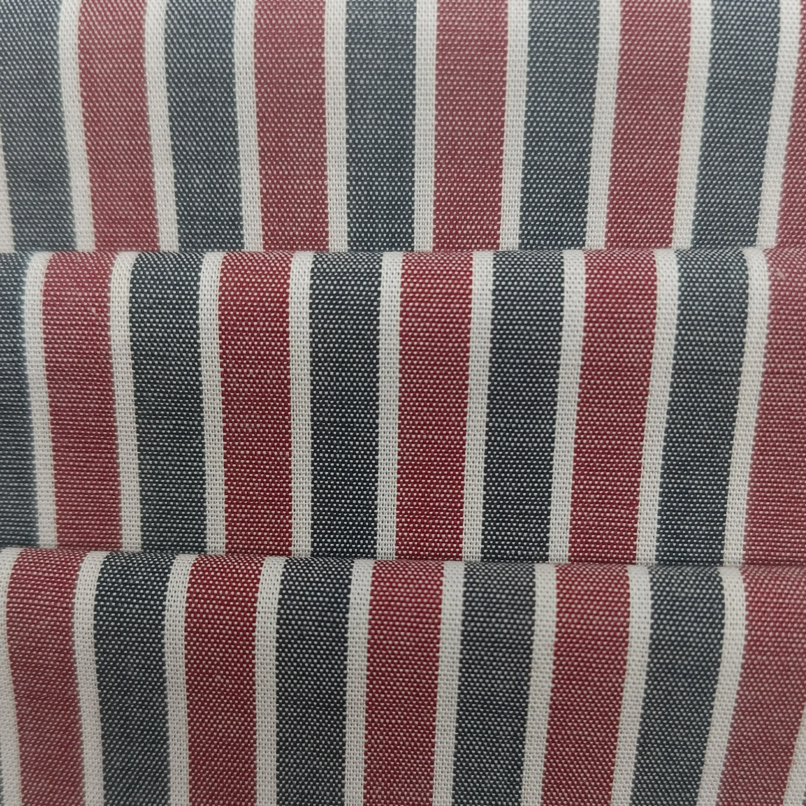 Red and blue stripe yarn-dyed 100% cotton fabric for shirt colour striped fabric