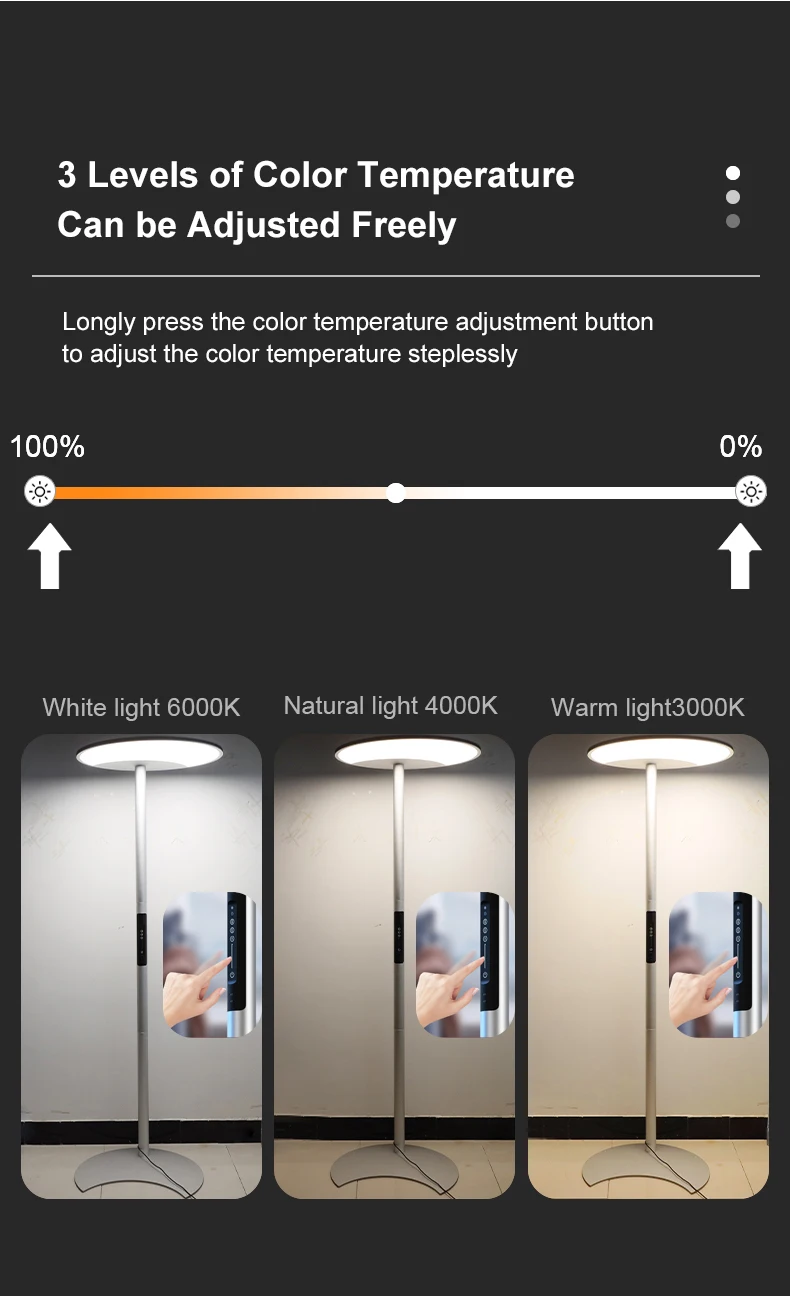Modern Brightness Adjustable Eye-Protection indoor Led Smart Life Floor Lamps with Infrared Sensor full Spectrum