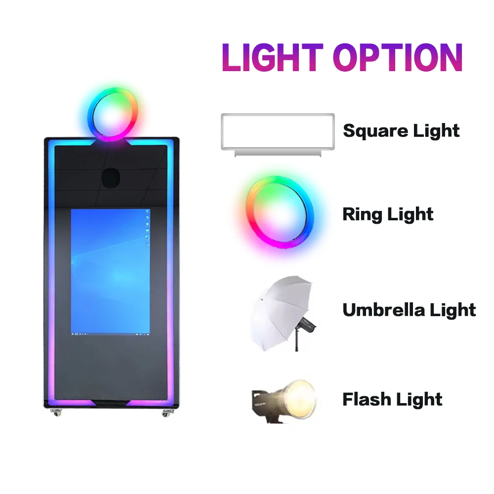 2024 Newest design Selfie Station mirror photo booth digital  photo booth With Printer and Camera