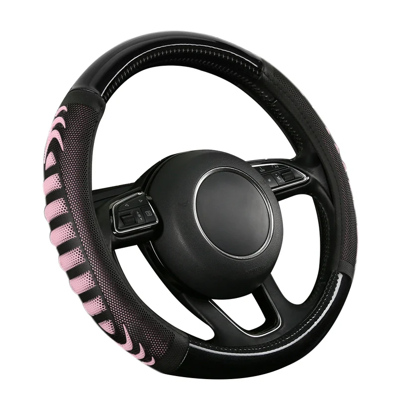 universal carbon fiber steering wheel cover black and red color