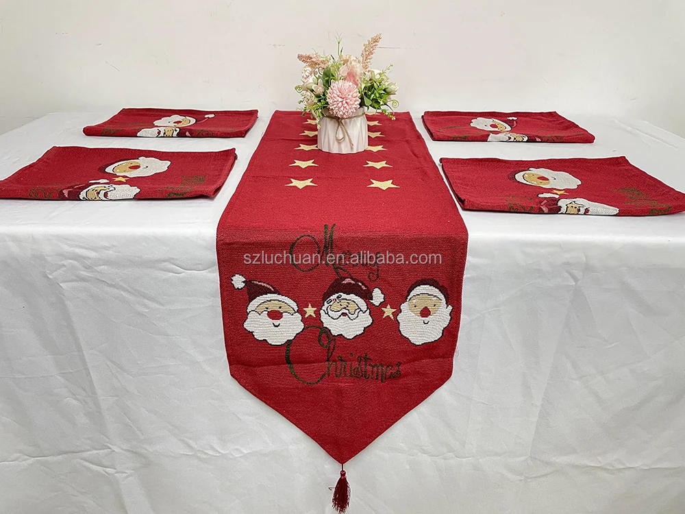 Wholesale Red Christmas Table Runner Cheap Christmas Ornament Table Runner Christmas use Table Runner With Placemats