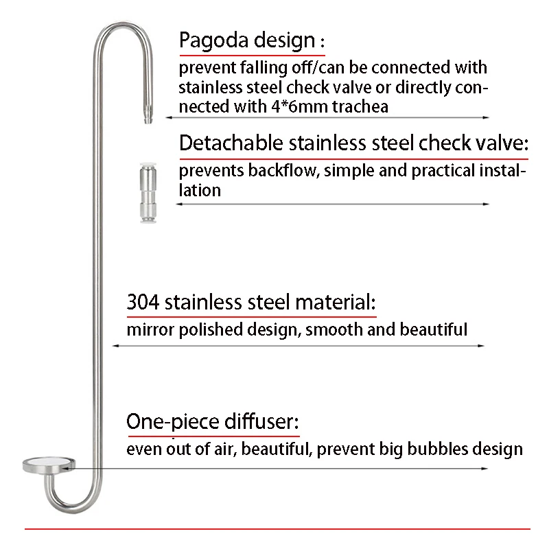 DEM S05-01-350  350MM Aquarium Stainless Steel CO2  Diffuser Fish Tank  Water Plant Carbon Dioxide Atomizer With Sucker