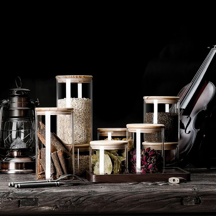 Container for Cereals Glass Jars Sealed Cans with Cover Kitchen Food Storage Bottles Spice Jars Storage banks Tea Box
