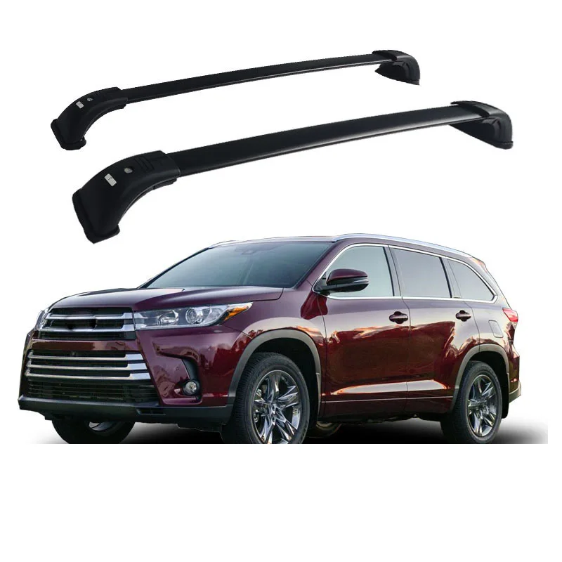 Aluminum alloy material black color roof racks cross bar roof top lock rails with lock For Toyota Highlander 2015-2021