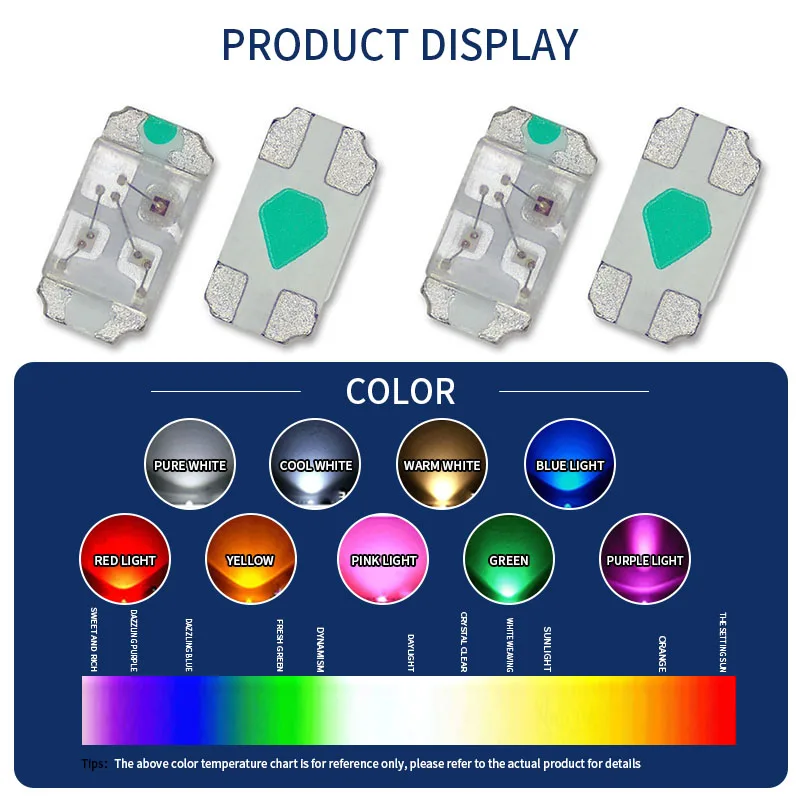 0603 Monomer Three-color 1618 Seven-color 1608 RGB Full-color Red, Green and Blue Chip-mounted Lamp Beads