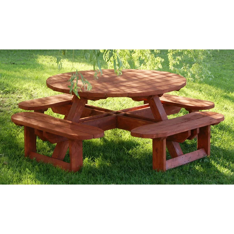 Modern Antique-Style European Sun Lounger 8-Seat round Wooden Outdoor Restaurant Dining Benches for Park Picnic Garden Patio