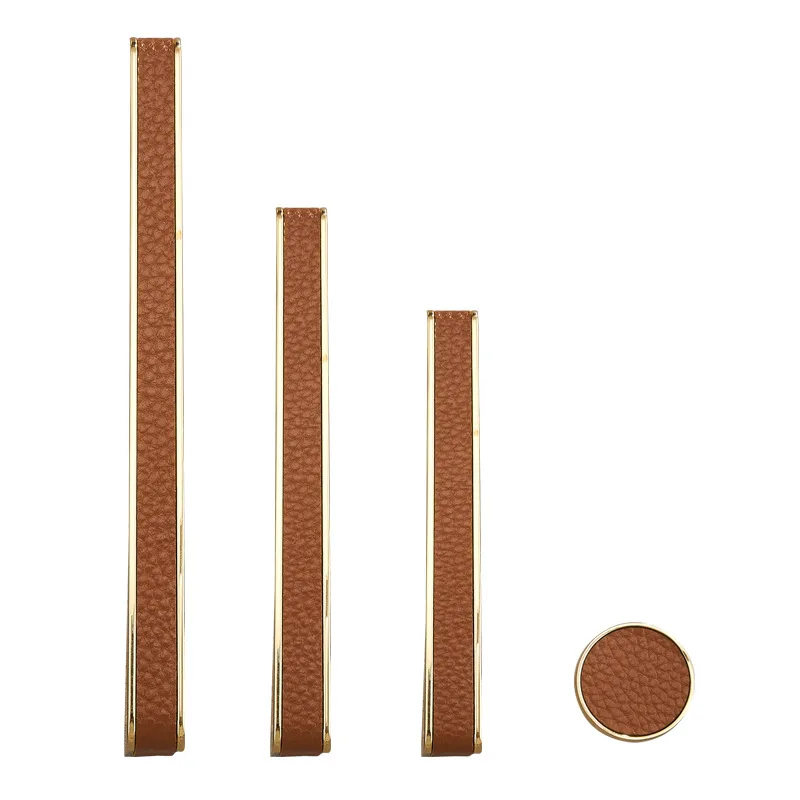 Door Pull Hand  Furniture Handles Knobs Light Luxury Leather Wardrobe Modern Cabinet Handle Black Long Handle