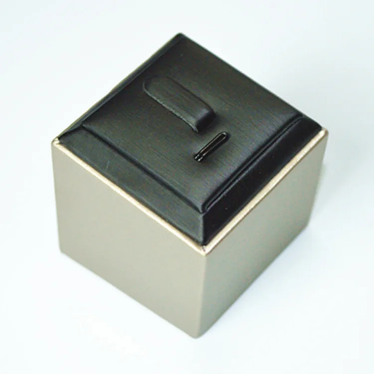 Wholesale Black Silver Brush PU Leather Small Vintage Jewelry Ring Display