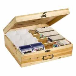 Wooden Card Collection Storage Box for Sports Cards, CCGs, and TCGs