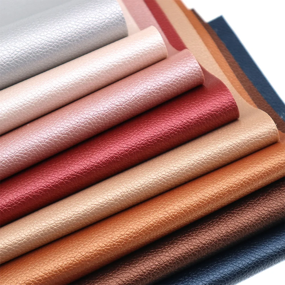 Fashionable Glossy Lustrous Pearl  Leatherette  Fabric Lychee Embossed  Faux Synthetic Leather For Sofa Car Seat Bags Cover