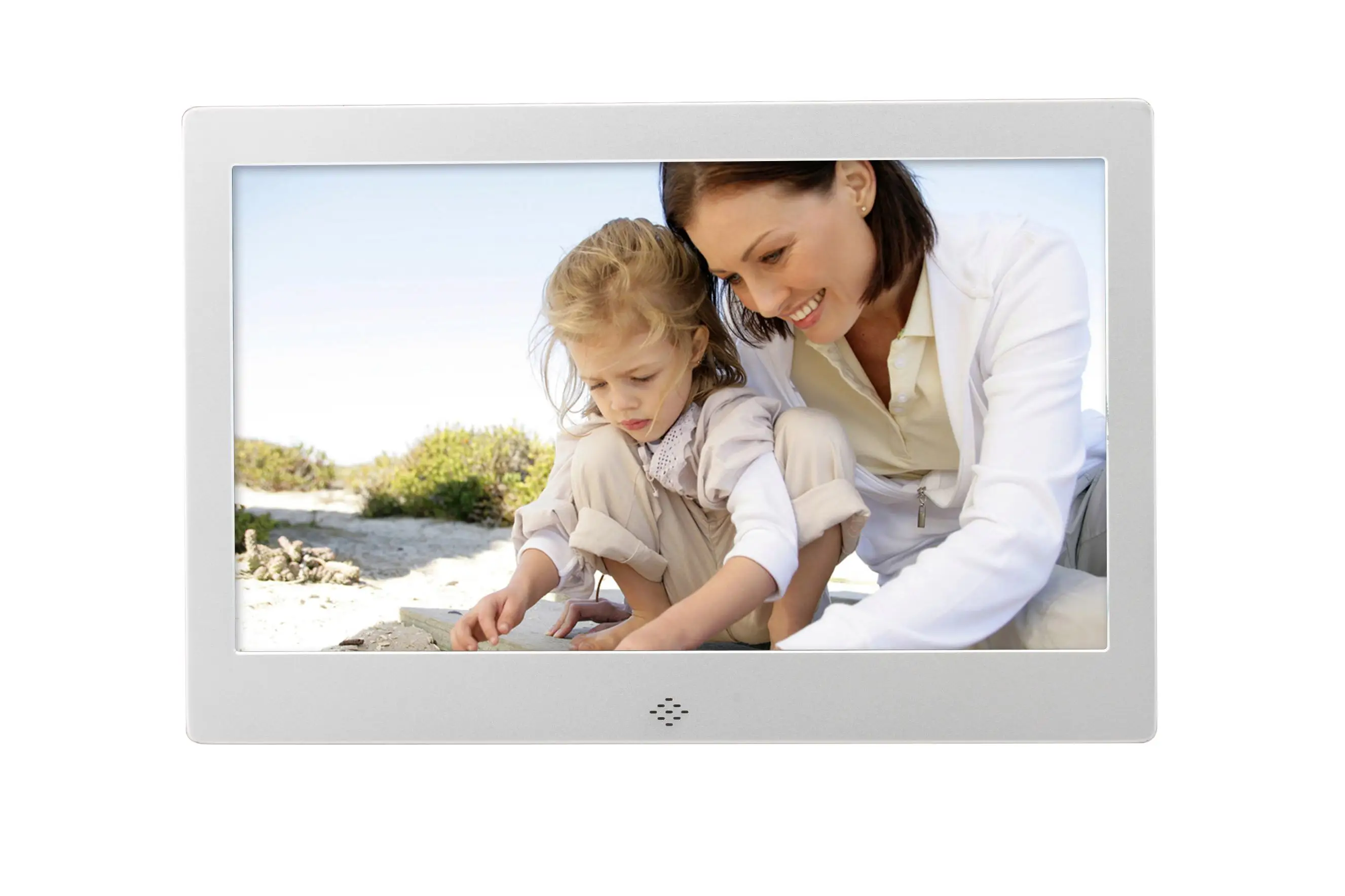 High Quality Elegant OEM 10 Inches Metal Digital Photo Frame, Wall Mountable, Video Clip Playing, Slideshow