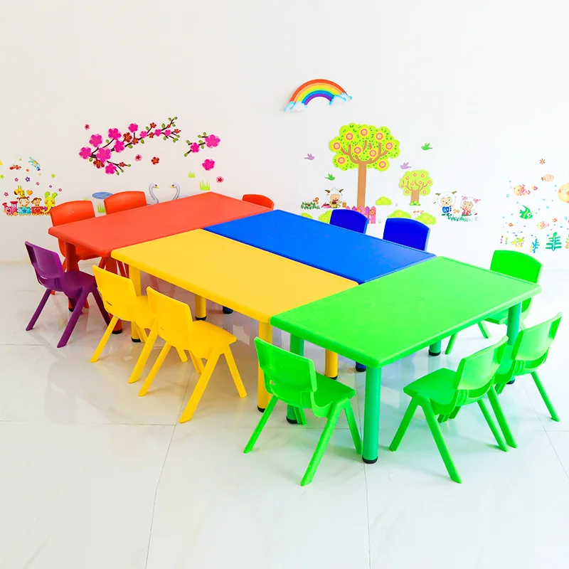 wholesale stock kindergarten furniture kids table chair with plastic foot