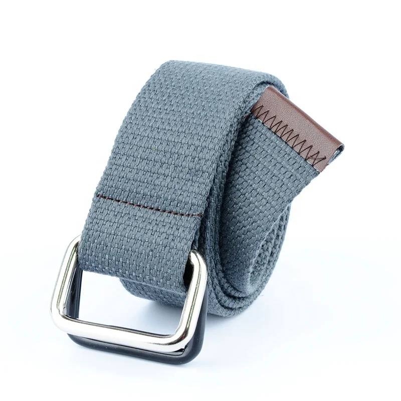 Fashion Double D Ring Buckle Men Women Student Webbing Canvas Belt without Holes