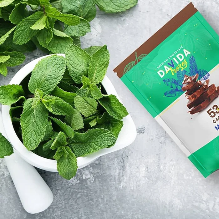DAVIDA Premium Indulgent Semisweet Smooth Chocolate Barks 53% Cocoa with Colombian Ingredients Fresh Flavor Mint