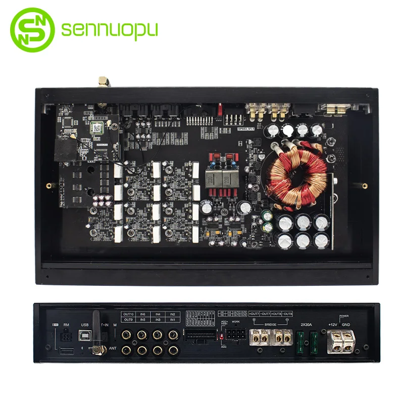 Sennuopu Car DSP Amplifier HIFI Sound Amplifiers Processor Universal HD Media Player Aluminum 8CH AMP 10CH Stereo 12V 1000W 7kg