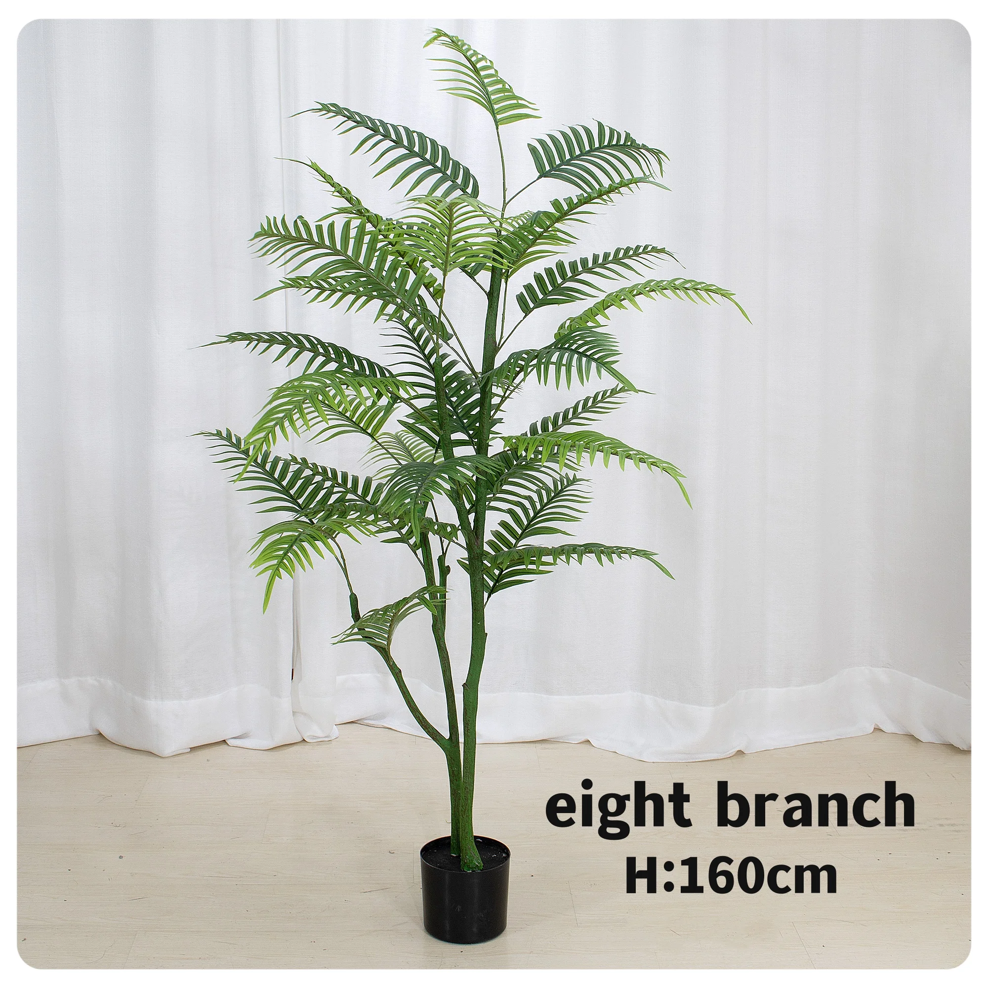 Garden OrnamentGreen Faux Areca Palm Plants Plastic Artificial Potted Kwai Palm Tree For House Living Room Decor