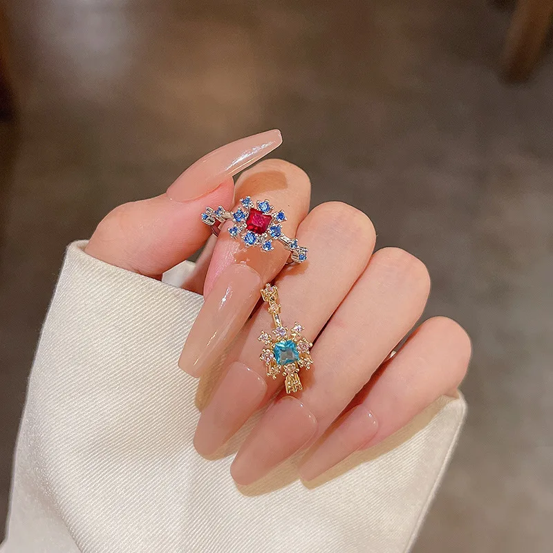 French grace exquisite Zircon ring temperament super fairy ring Fashion wild index finger ring