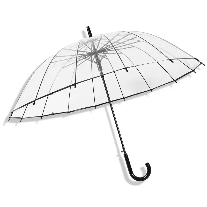 16K Custom Print High Quality Frame Straight POE Transparent Umbrella Promotion  Straight Umbrella Rain