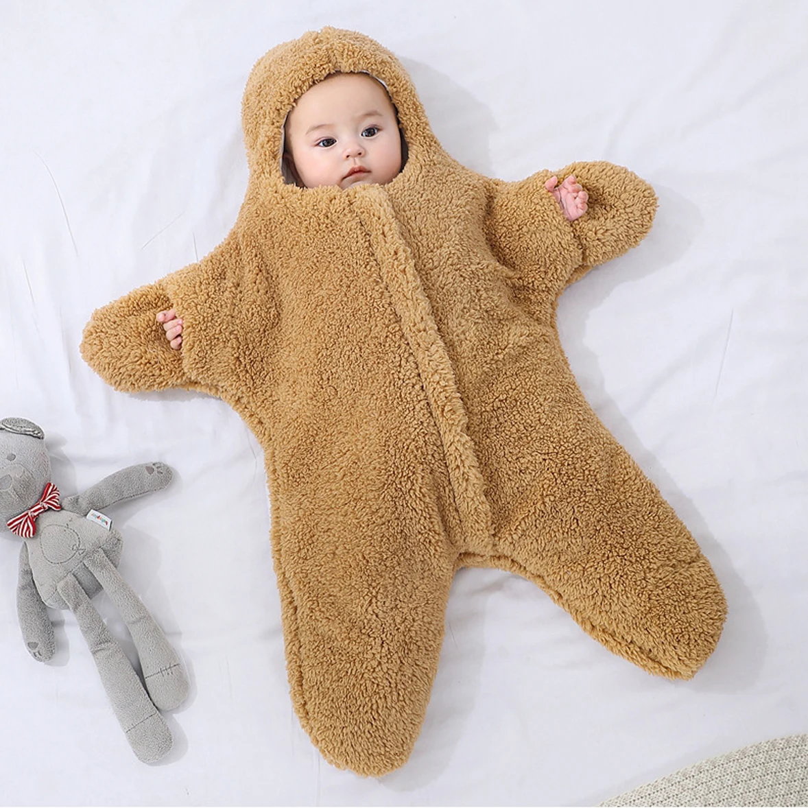 Baby Wrap Blankets Kids Sleeping Bag Envelope Sleepsack Berber Fleece Cotton Thicken Cocoon For Children Diaper Bags