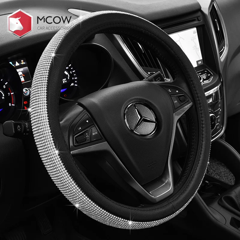 
Factory Wholesale Supplier Car Accessories Fashion Luxury Bling Diamond Universal Auto Car Steering Wheel Cover For Amazon Ebay 