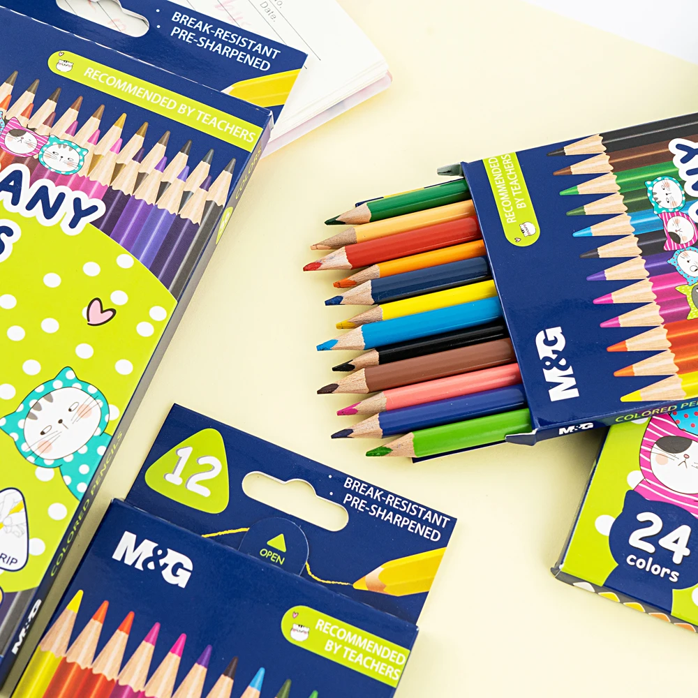 Wholesale 12 Colors Kawaii Cats Student Kids Art Drawing Pencil Set