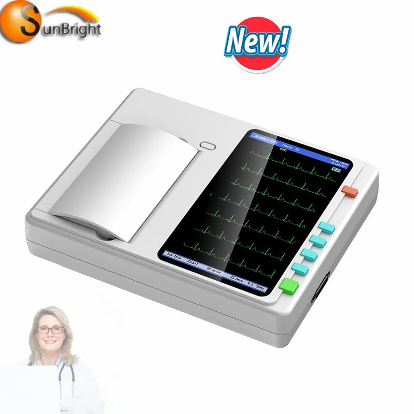 Digital Three Channel 12 lead ECG Machine CE Approved color Echocardiogram