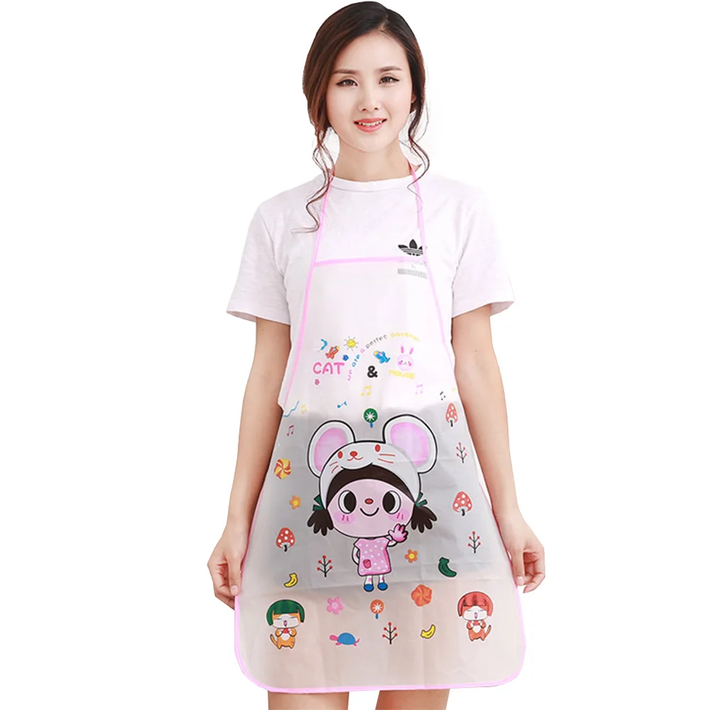 Wholesale High Quality New Design Cartoon PVC Waterproof Fabric Kitchen Apron For Women