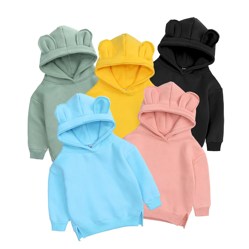kids sweatershirt New Autumn And spring Boys Plush Hoodie Toddler Teen Thickened Top Cotton Fleece Girls plain kids hoodies