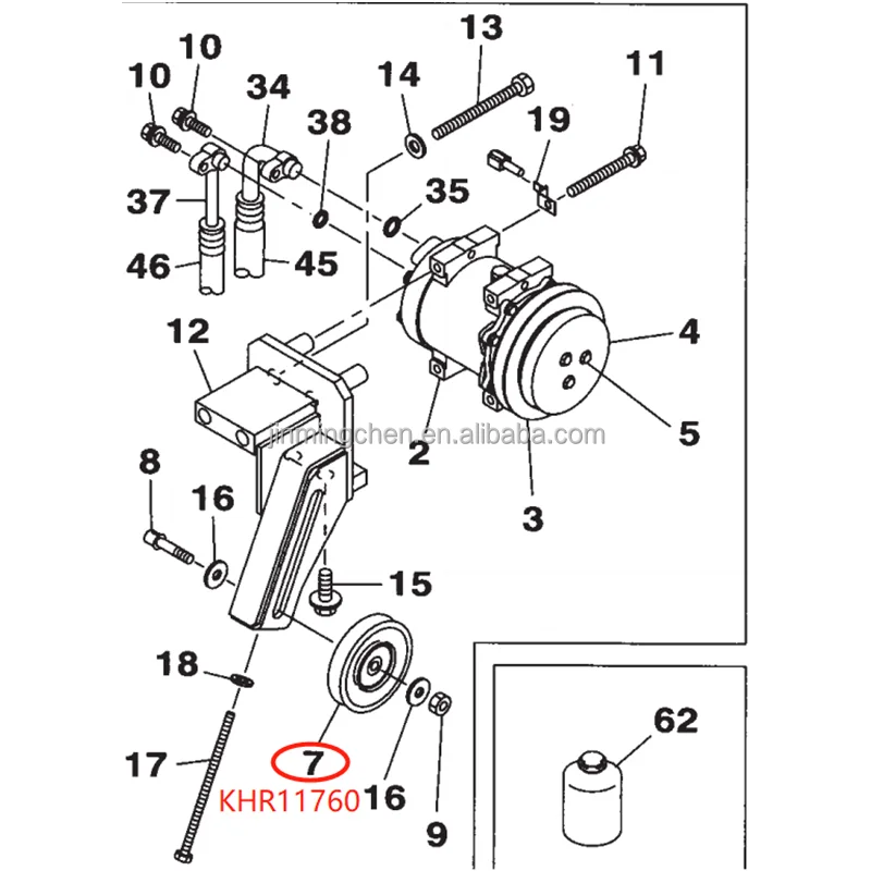 Genuine Excavator Parts Air Conditioning Belt Pulley  For CX210B CX360B CX210C CX360C SH210-5 SH350-5 210X2 KHR11760