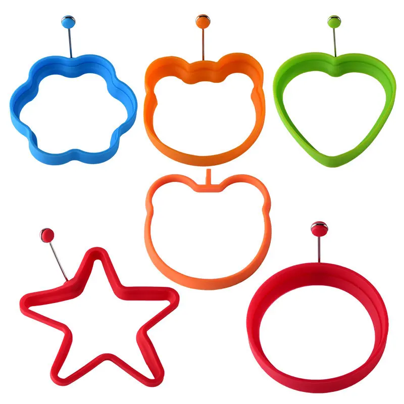 Wholesale Food Grade Fried Round Heart-shaped Silicone Egg Ring Egg Pancake Ring Nonstick Silicone Pancake Tray Mold