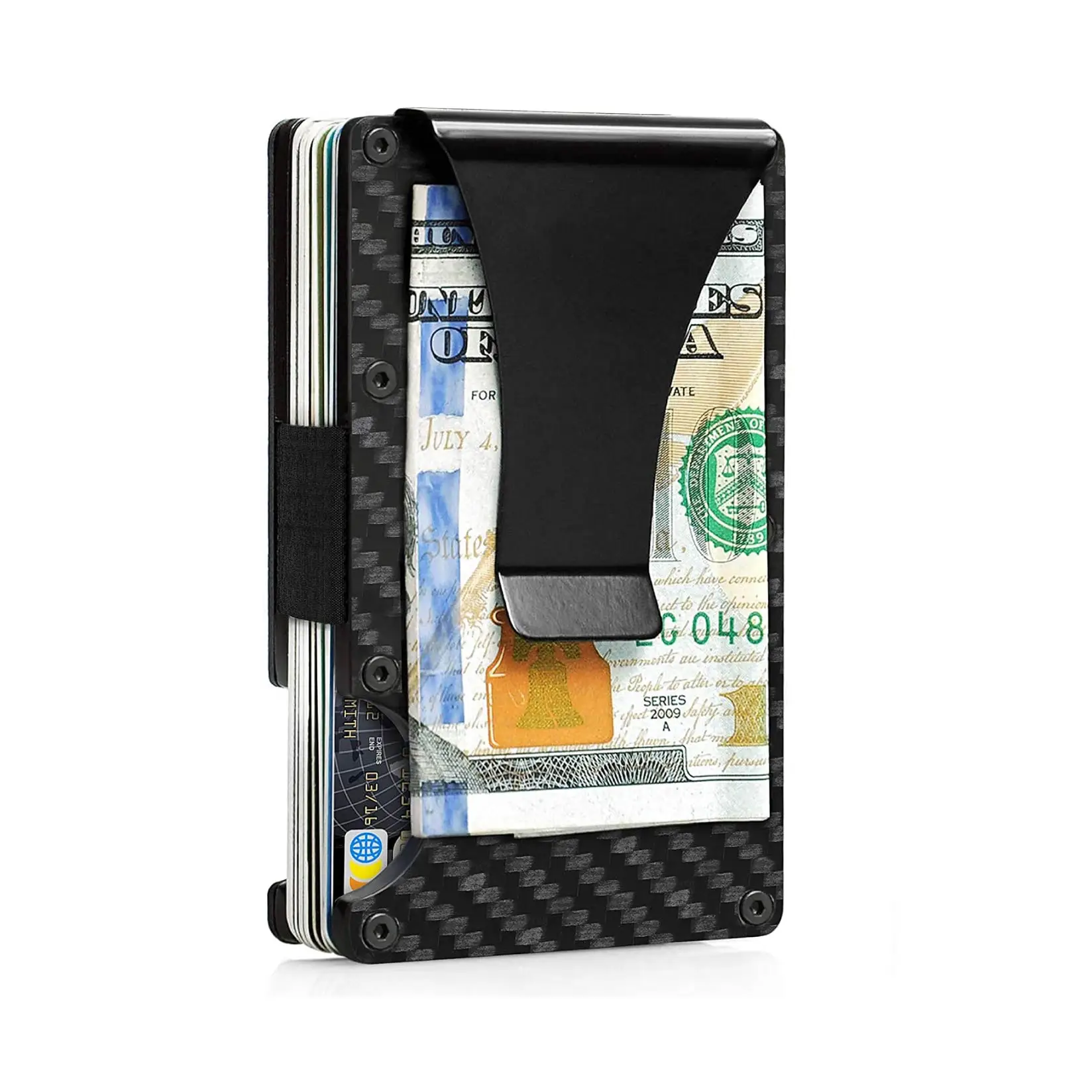 
2020 New Arrival Ultra light Slim carbon fiber RFID blocking Wallet credit card holder with aluminum alloy money clip 
