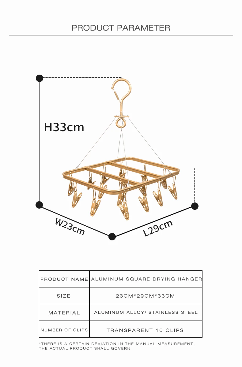 Rectangle Aluminum Metal Hanging Dryer With 16 Clothes Clips