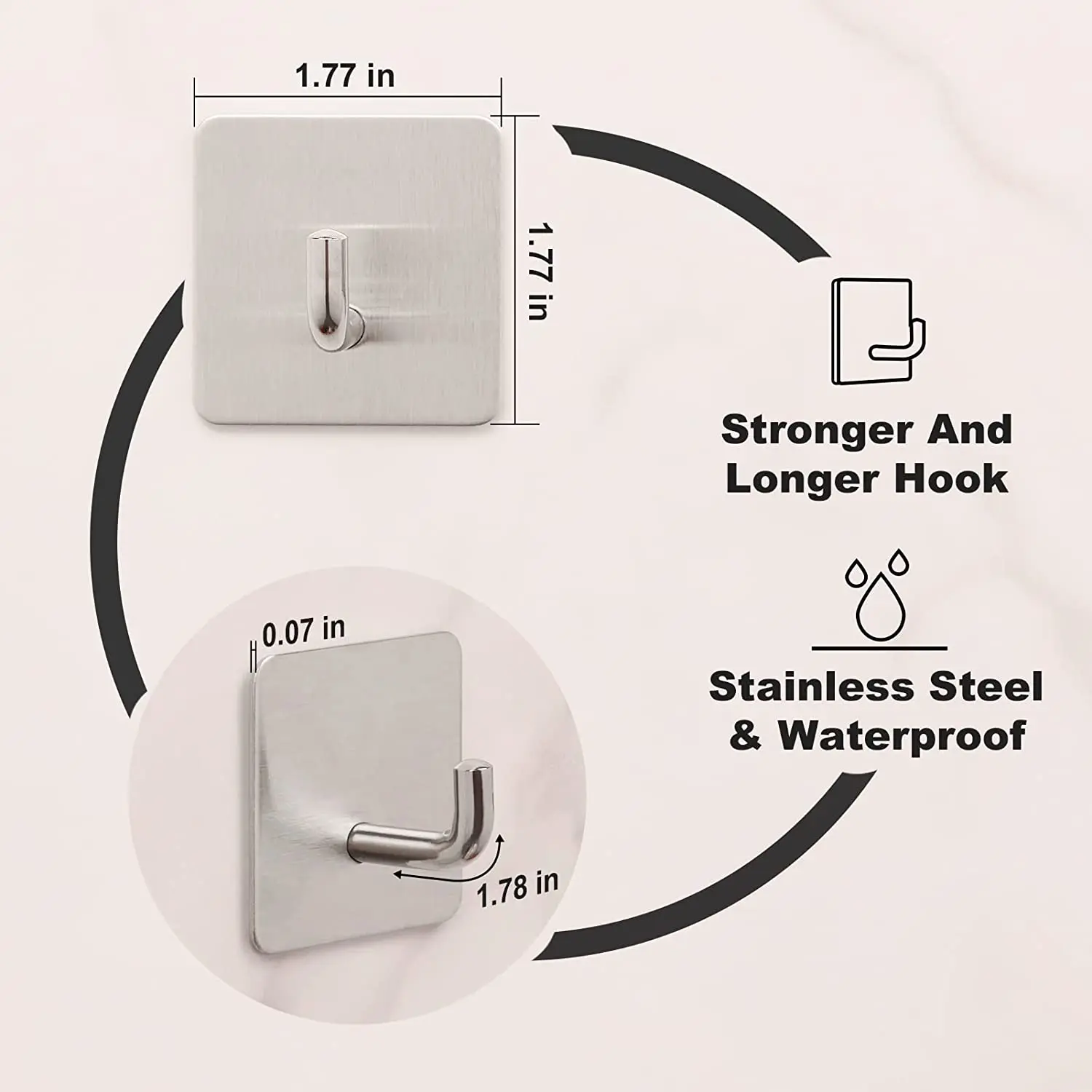 Hooks Heavy Duty Stick on Wall Towel Adhesive Stainless Steel Novelty Metal Storage Holders & Racks