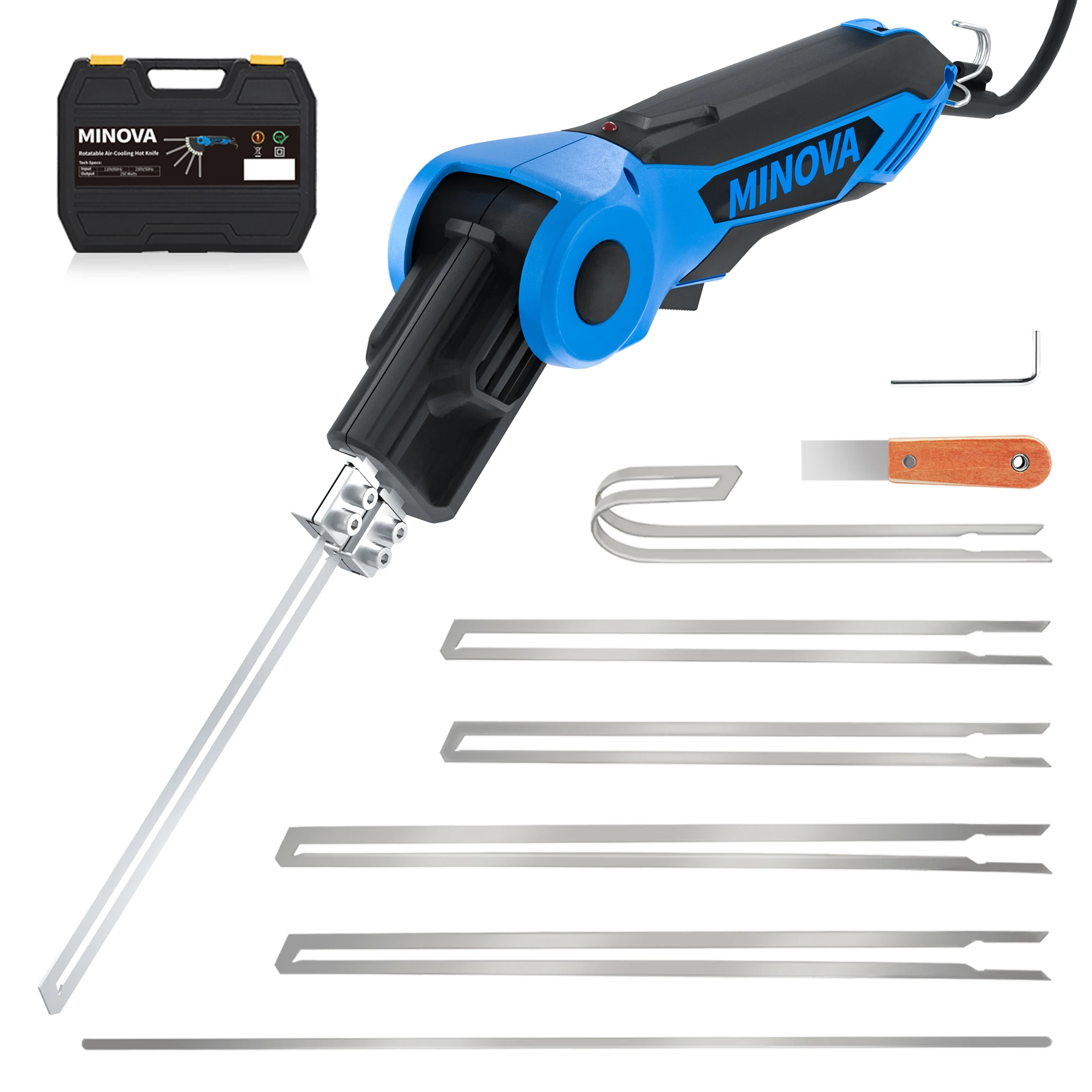 MINOVA Custom Logo EVA EPE Foam Cutting Tools 250w Air Cooling Rotatable Hot Knife Cutter