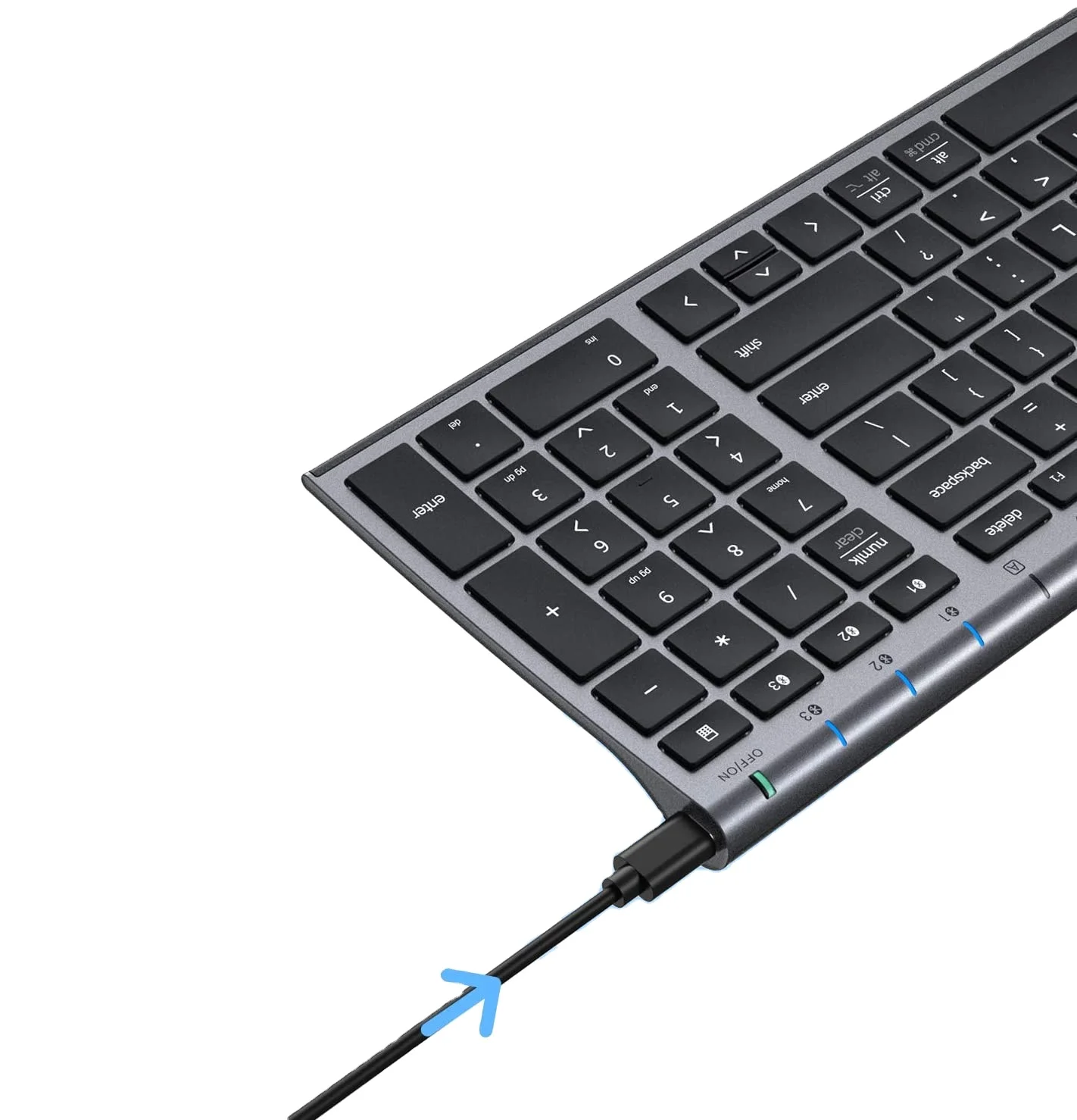 iClever BK10 Wireless Keyboard, Universal Wireless Keyboard, Rechargeable BT 5.1 Multi Device Keyboard with Number Pad