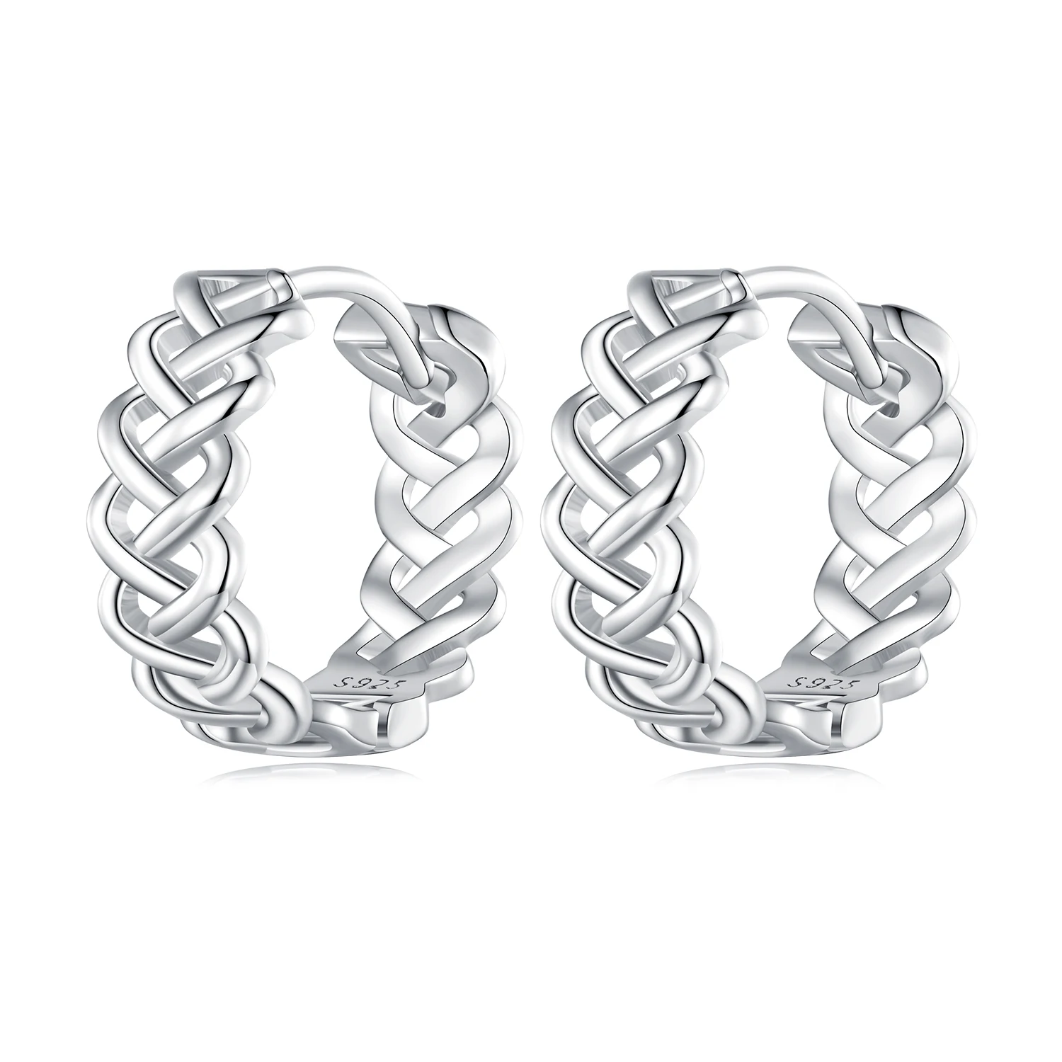 s925 silver hollow braided rope ear buckle female simple but outdated twist earrings BSE764