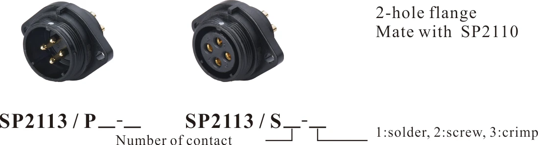 Weipu SP21 connector SP2113/S IP68 waterproof 2-hole flange receptacle 2 pin - 12 pin circular connector
