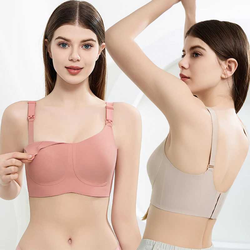 Wholesale 34 36 38 40 42 BCD Cup Wireless High Quality Jelly Glued Maternity Comfort Healthy Removable Silicone Pad Nursing Bra