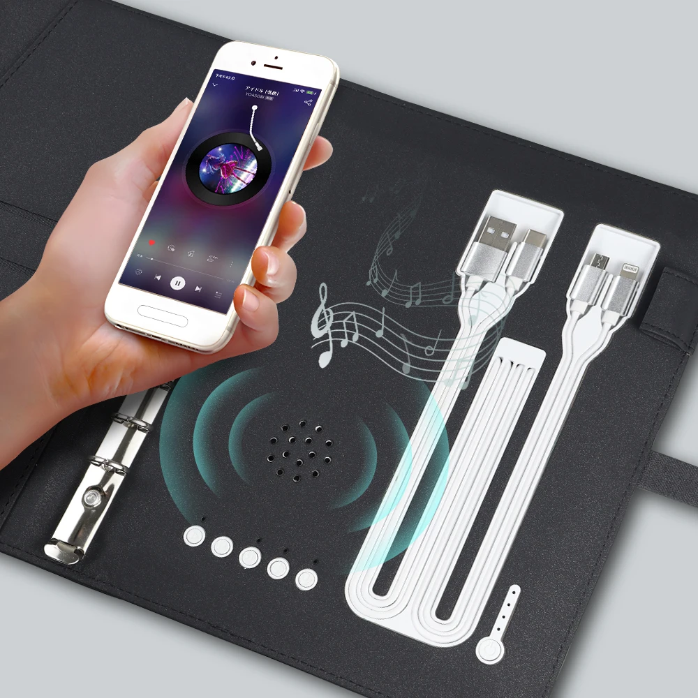 Многофункциональный ноутбук A5 с беспроводной зарядкой и динамиком USB Flash Drive Power Bank кожаный Смарт-Ноутбук для бизнеса подарок