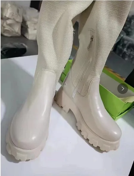 XINZI RAIN Wholesale Women Thigh High Boots Stretch Fabric Flat Heel Women Over Knee Platform Sock Boots