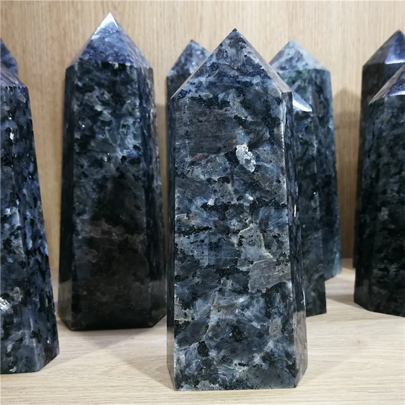 wholesale natural mineral stone Blue flashing glitter large crystal point wand quartz crystal tower