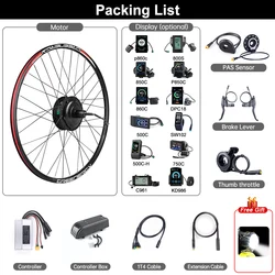 Akkubici Ebike Bafang 48V 500W Geared Hub Motor Rear Wheel Drive Ebike Motor Conversion e-bike Kit for Freewheel with Display