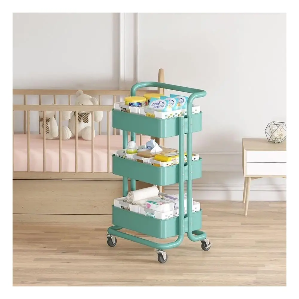 GRS Plastic Kitchen Multi-Layer Rotating Trolleys Living Fruit Vegetable Storage Rack Kitchen Storage Trolley