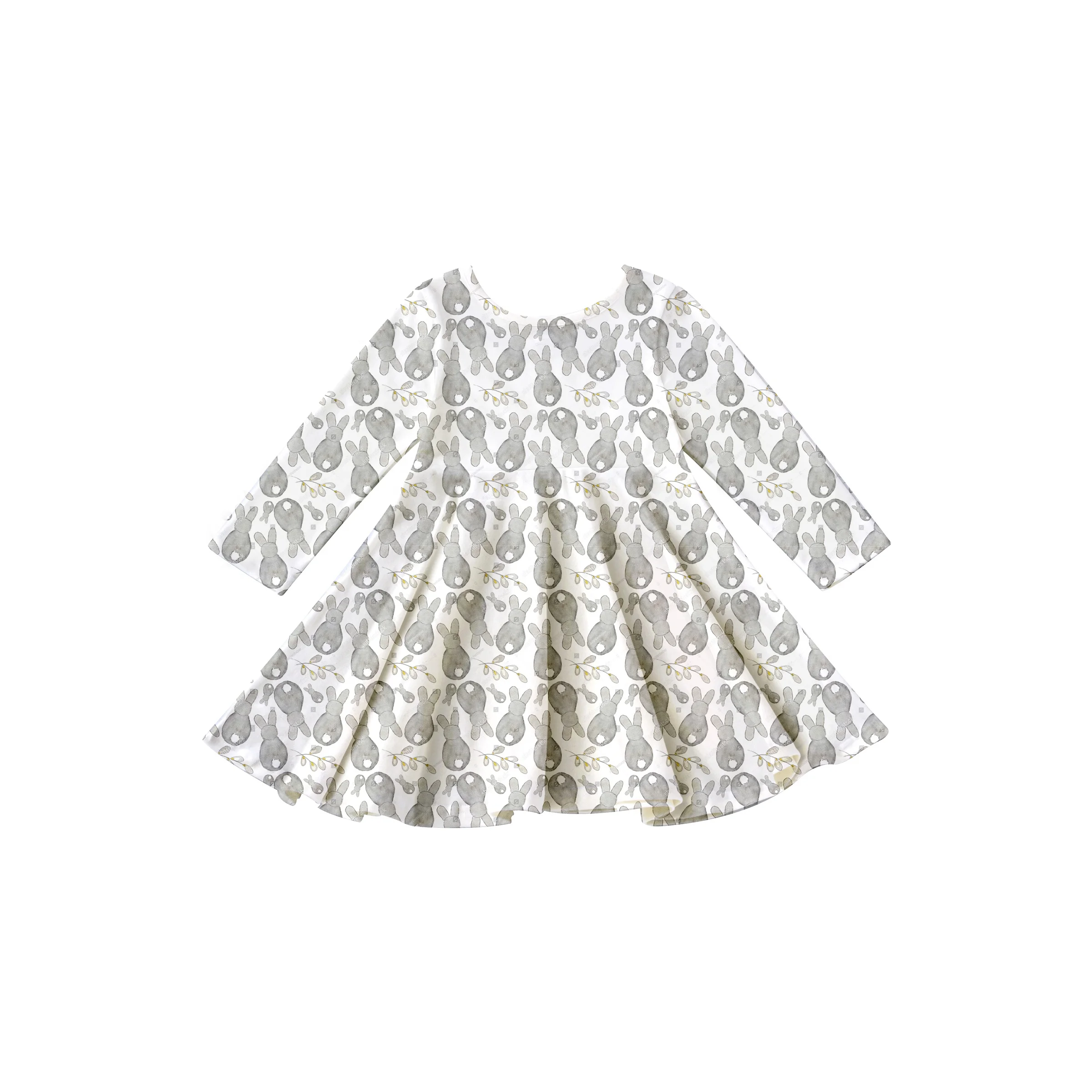 Girlymax 2023 Easter Bunny Egg Adorable Long Sleeve and Knee Length Baby Girls Dresses