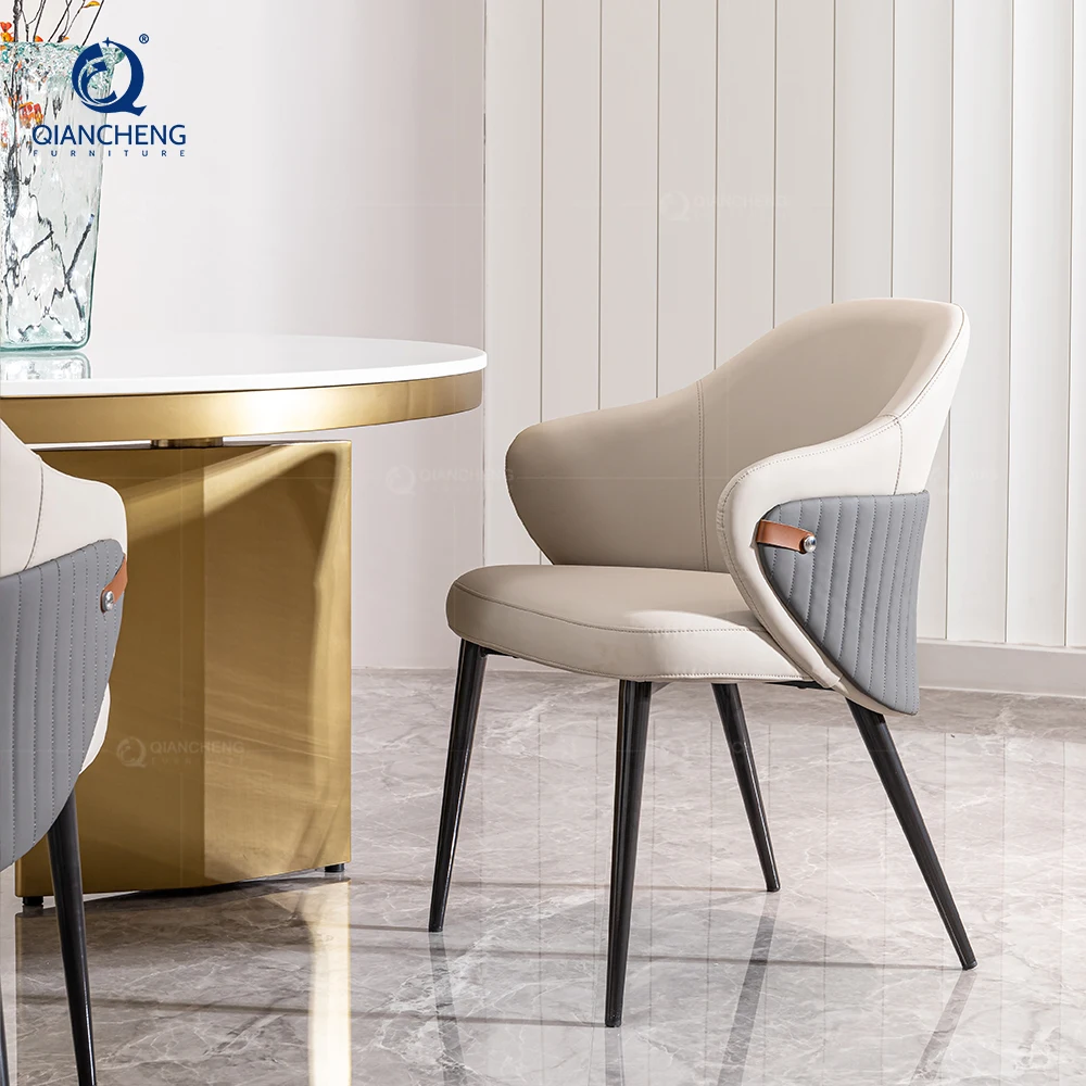 QIANCHENG furniture wholesaler oem retro restaurant pu chairs victorian style dining room modern leather chair for table set