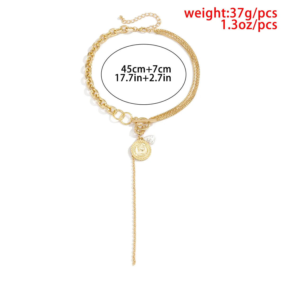  NK-1134 Hot Selling Fashion Multi Layer Choker Necklace Statement Coin Human Head Pendant Women