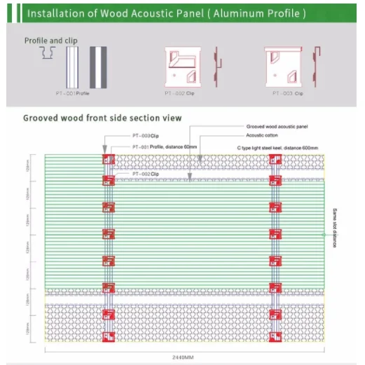 TianGe Factory wooden timber grooved perforated acoustic panel