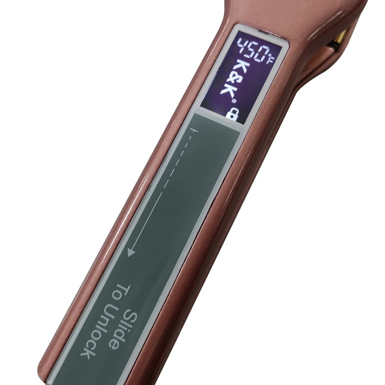 Salon Use Private Label Rose Gold Wide Flat Iron Hair Straighten Titanium Profession Customized Flat Iron with Lcd Screen